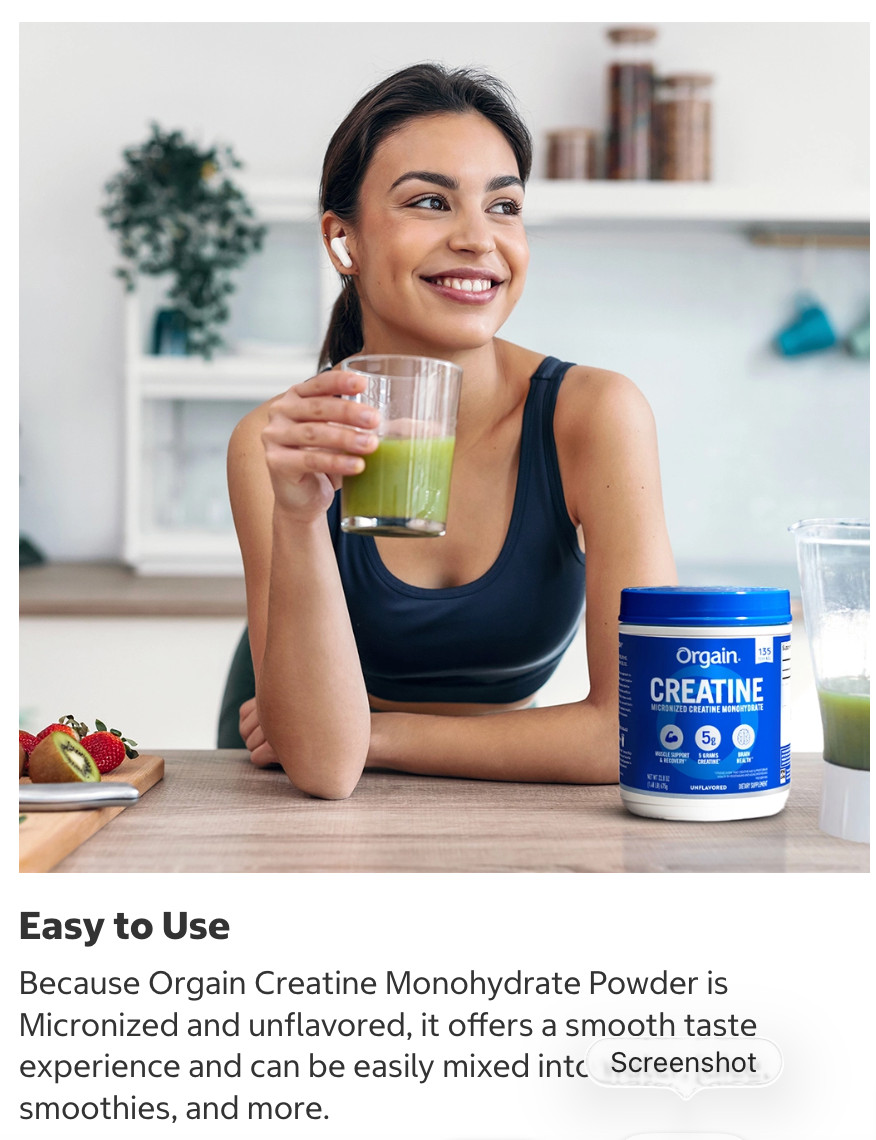 Orgain 5g Micronized Creatine Monohydrate, Unflavored, 1.48lbs