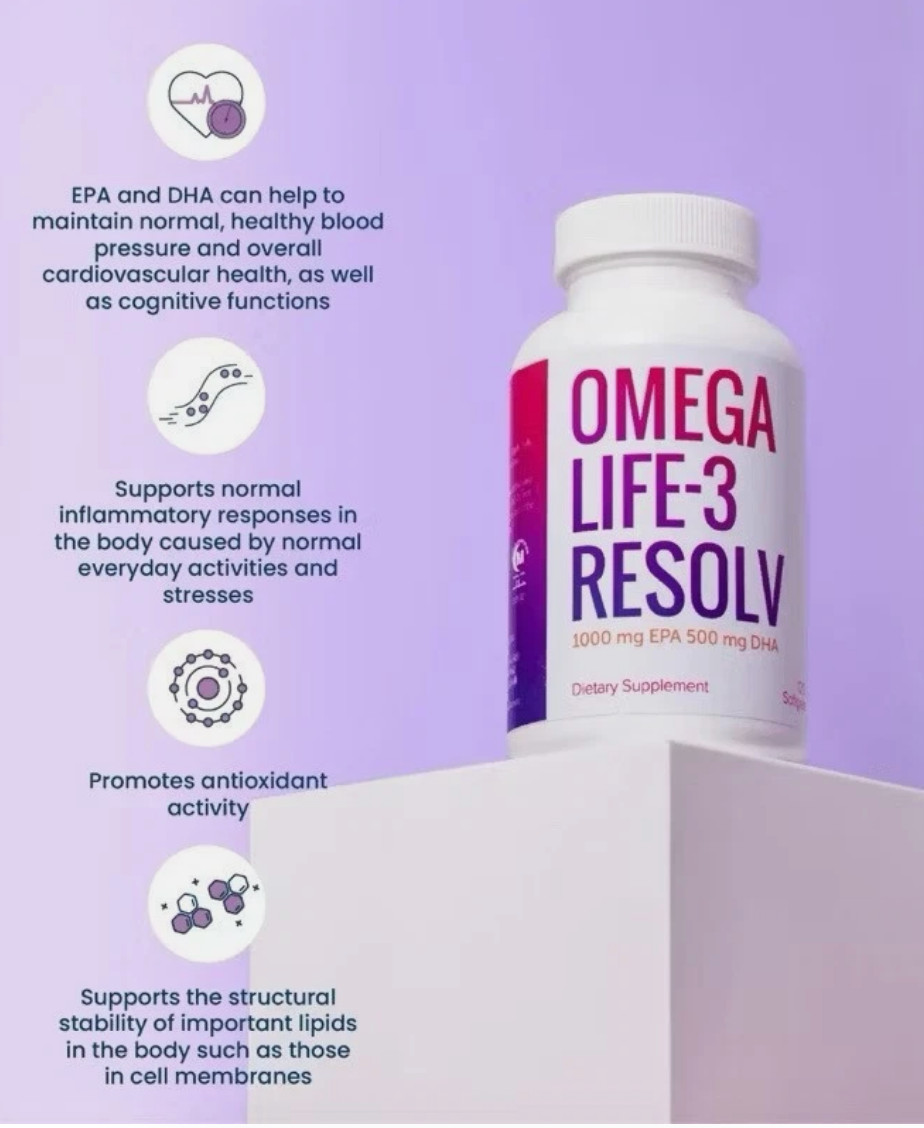 120 Capsules UNICITY Omega Life 3 Resolv Dietary Supplement 1000 mg