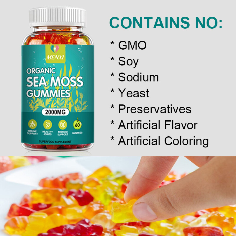 Sea Moss Gummies 2000mg – Irish sea Moss raw Organic Bladderwrack (1-4 Pack) USA