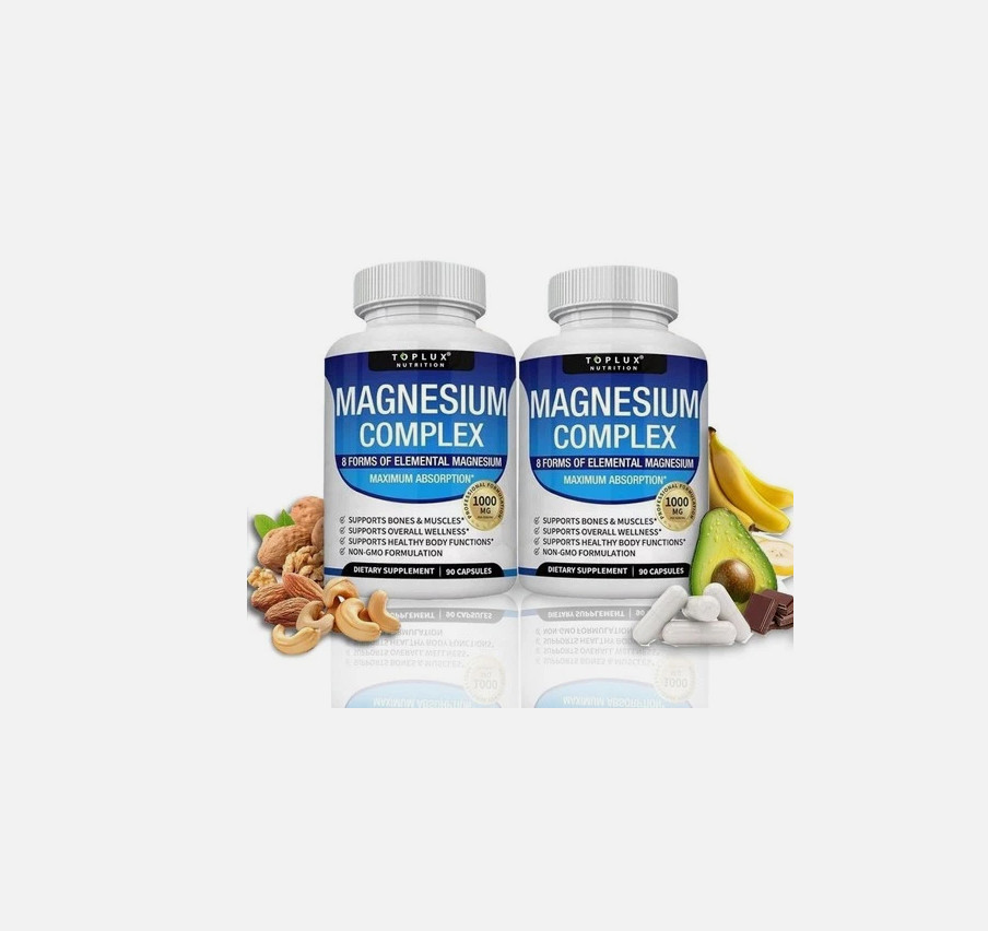 2 8-in-1 Bottles Magnesium Complex 1000mg – Bone Health & Muscle Recovery, Vega