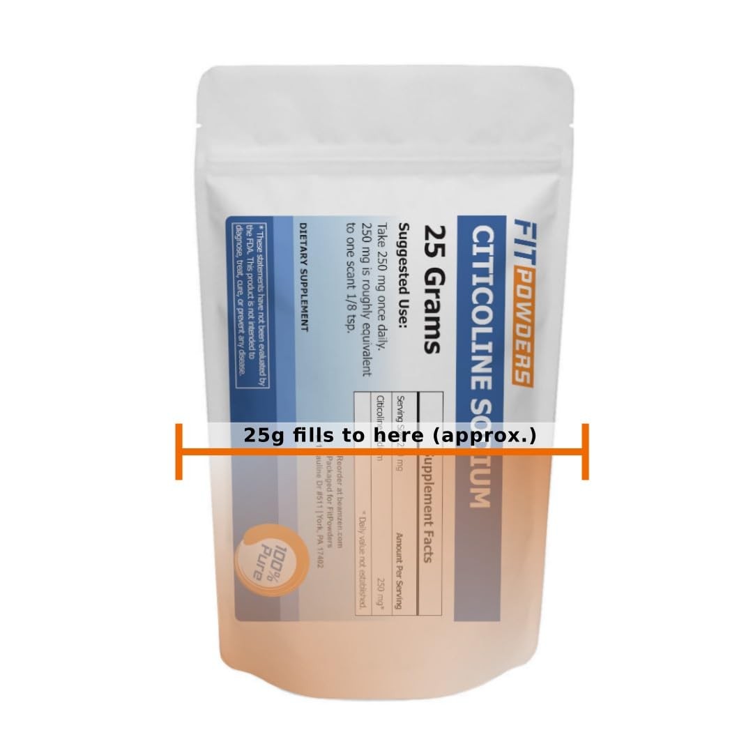 FitPowders Citicoline Powder, Pure CDP Choline with 0.88 Ounce (Pack of 1)