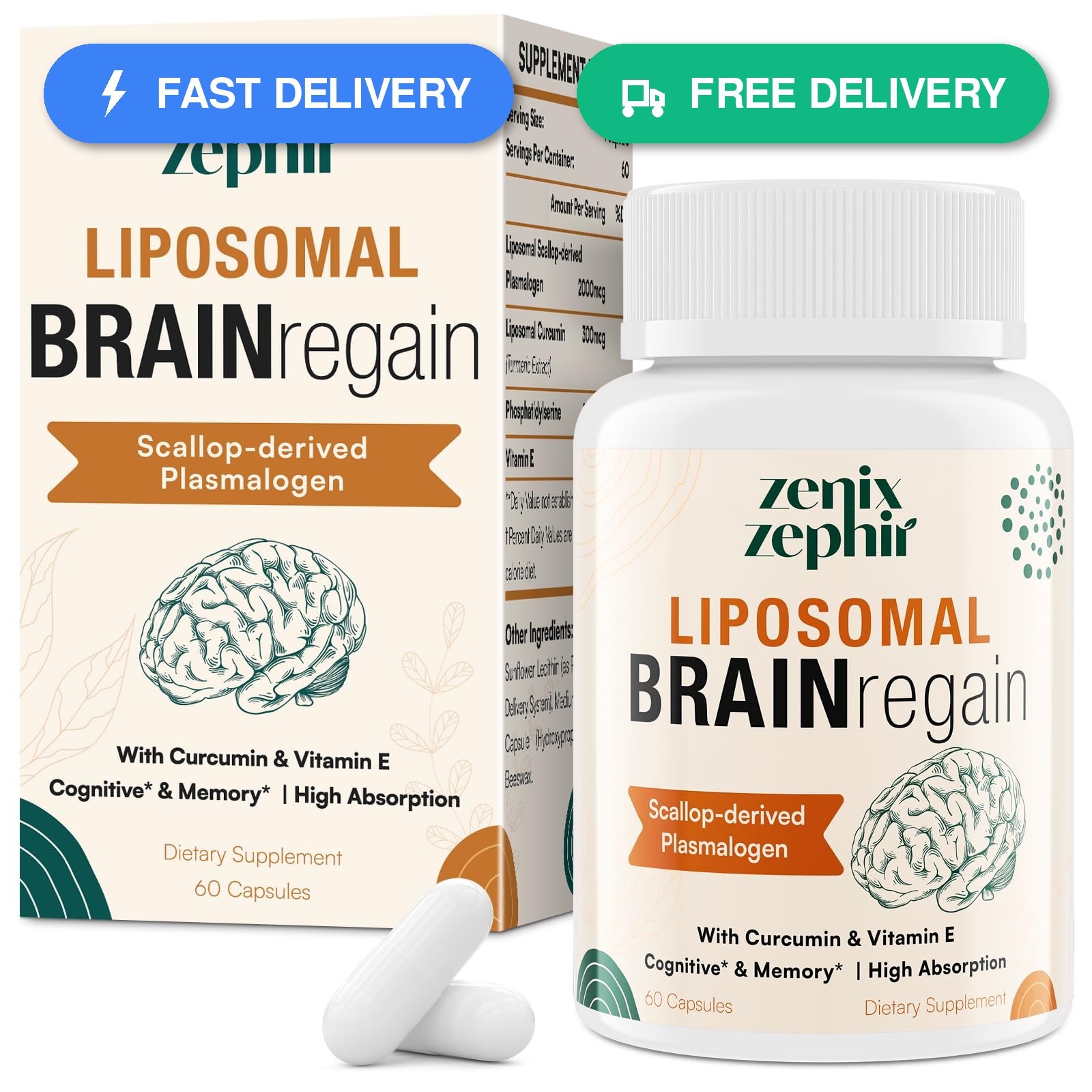 Liposomal Brain Supplements for Memory and Focus – Plasmalogen with Curcumin…