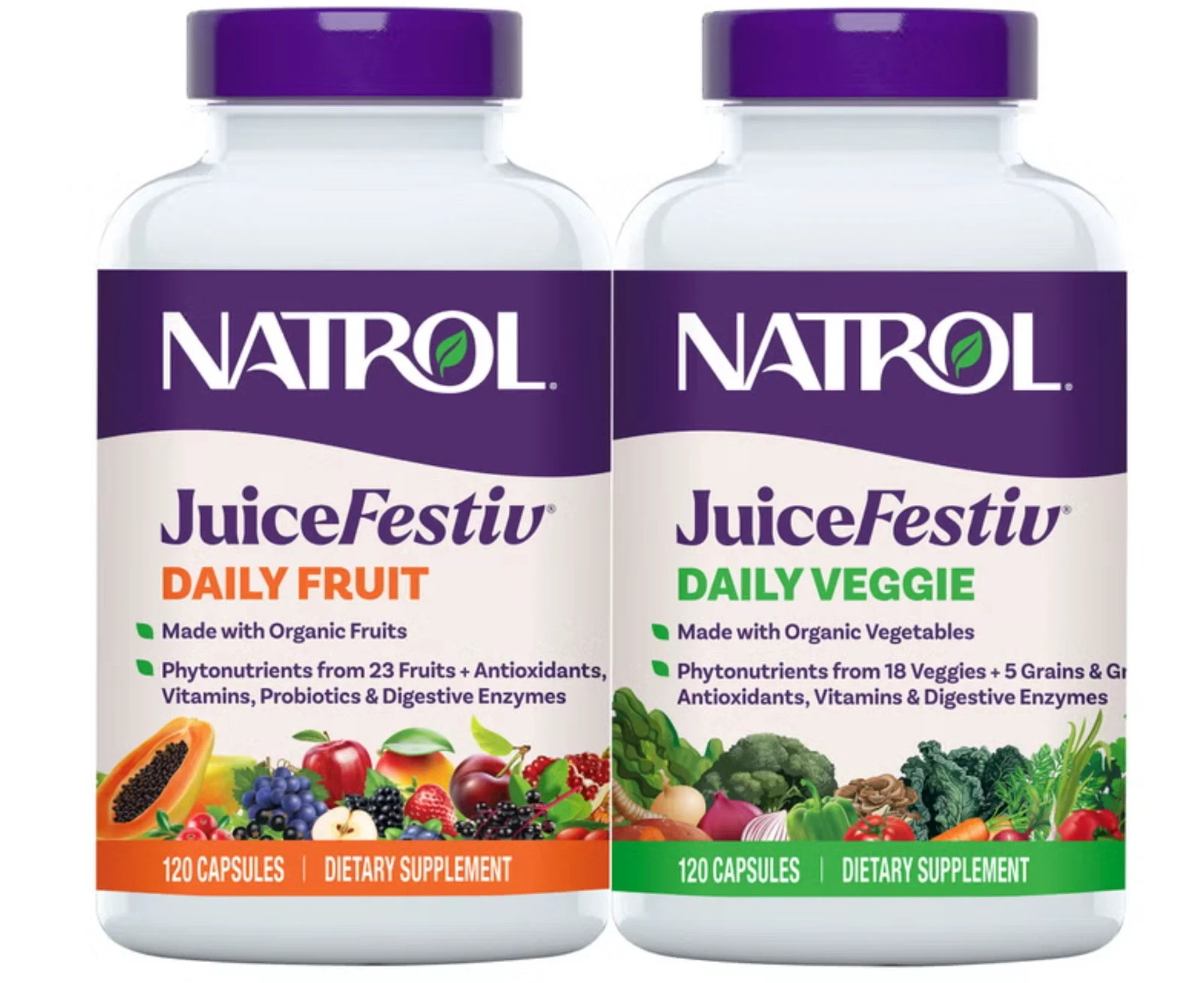 Natrol JuiceFestiv Daily Fruit and Veggie, 240 Capsules – EXP 9/30/27