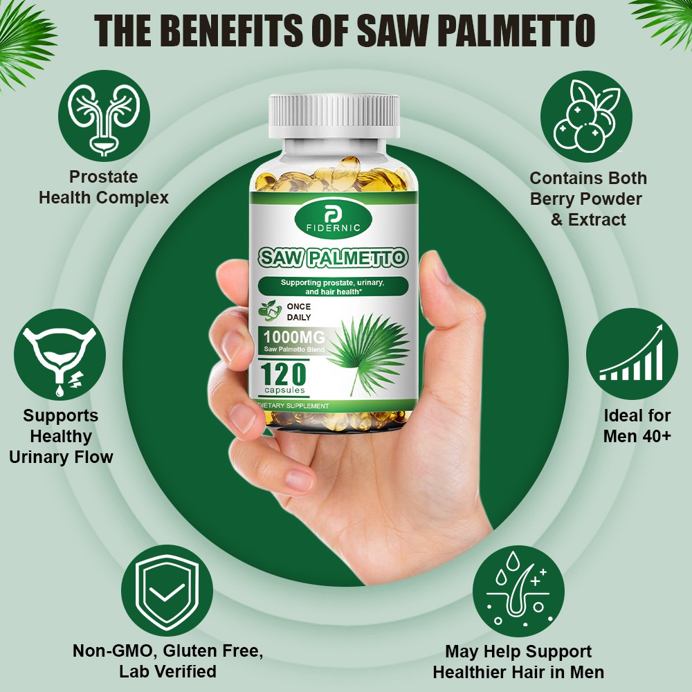FIDERNIC Saw Palmetto 1000mg Blend 120 Capsules Men’s Supplement