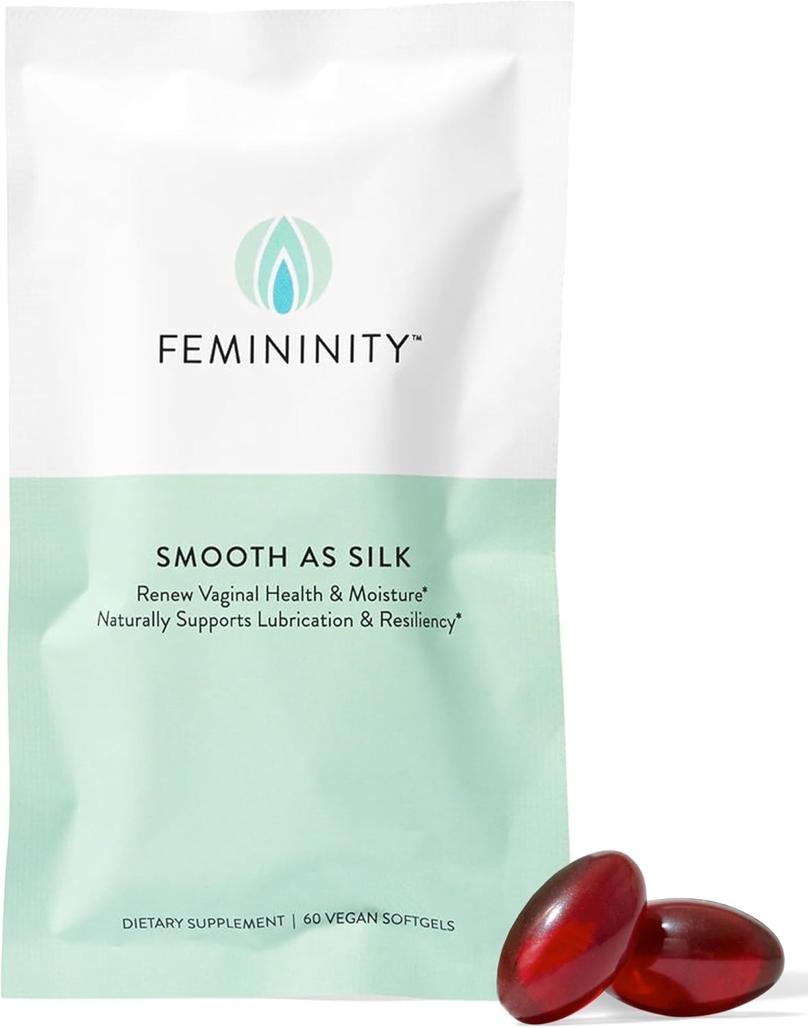 Femininity Smooth As Silk: 30-Day Refill for Vaginal Dryness Relief, 60 Softgels