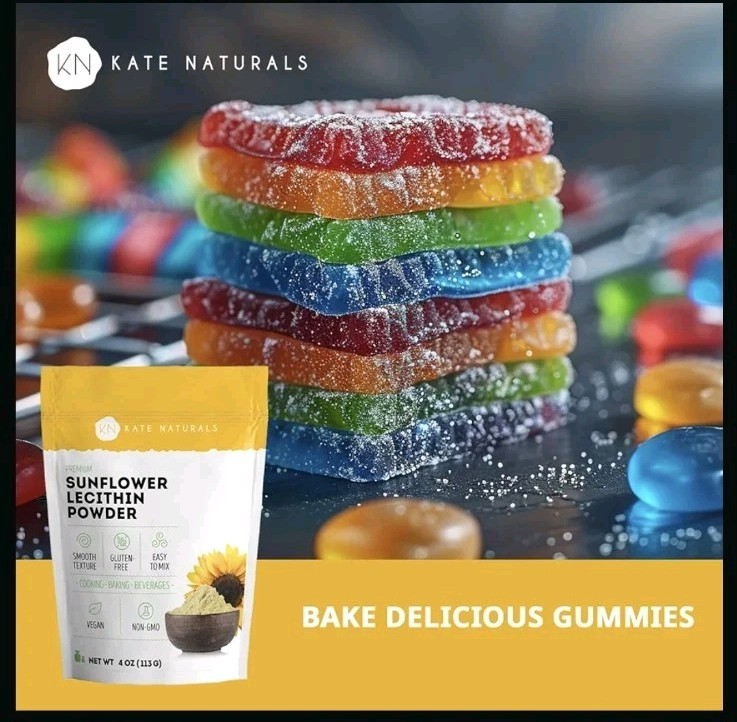 LOT – 3 BAGS Kate Naturals Sunflower Lecithin Powder – Bread Gummies Cooking 4oz