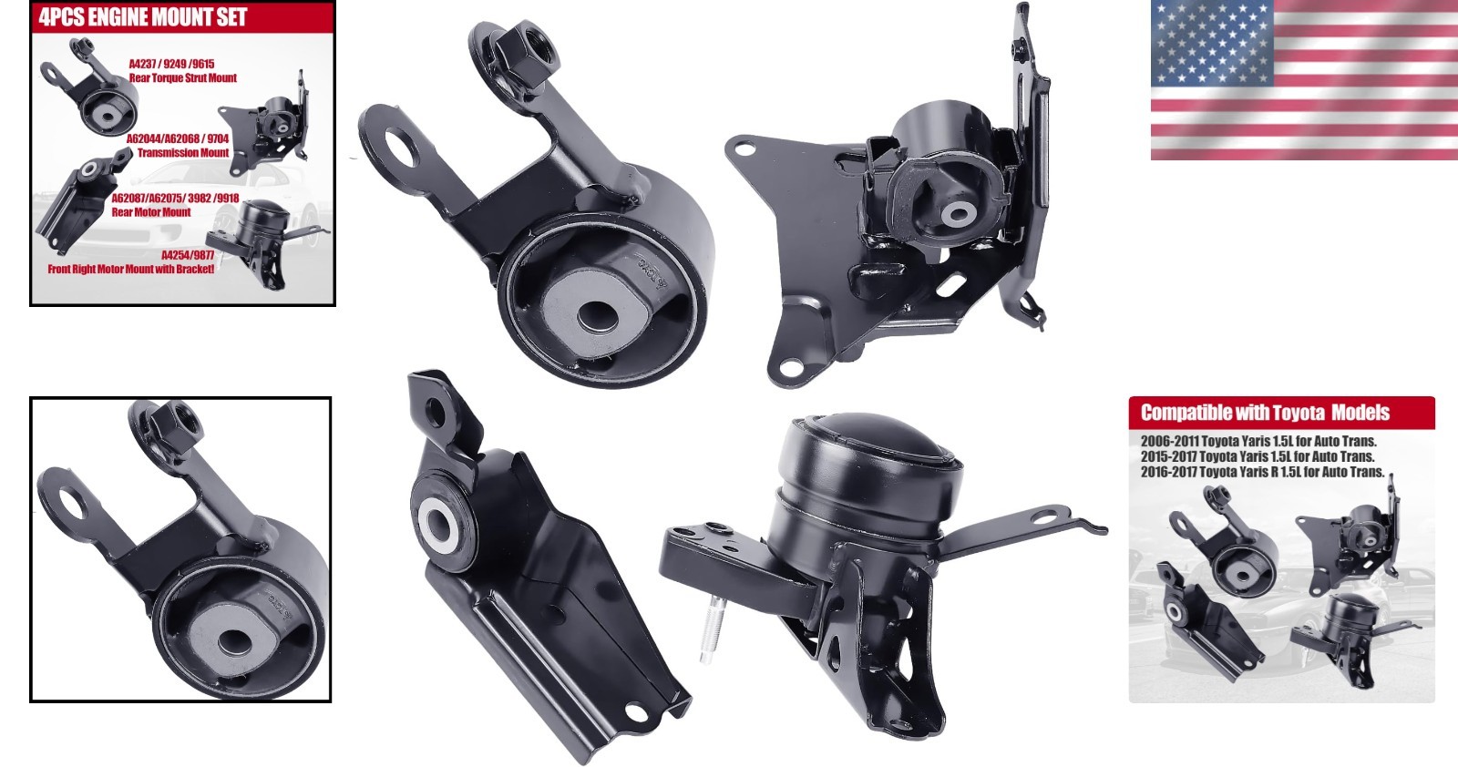 Engine and Transmission Motor Mount Fits 2006-2012/2015-2019 Toyota Yaris L4 …
