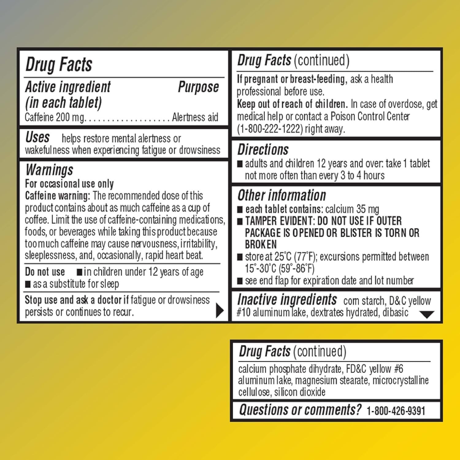 Stay Awake Caffeine Tablets – 200mg Per Tablet, 16 Count Pack of Energy Boost