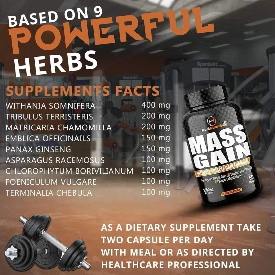 Bulk Mass & Weight Gainer Capsule for Fast Weight & Lean Muscle Gain – Pack of 3