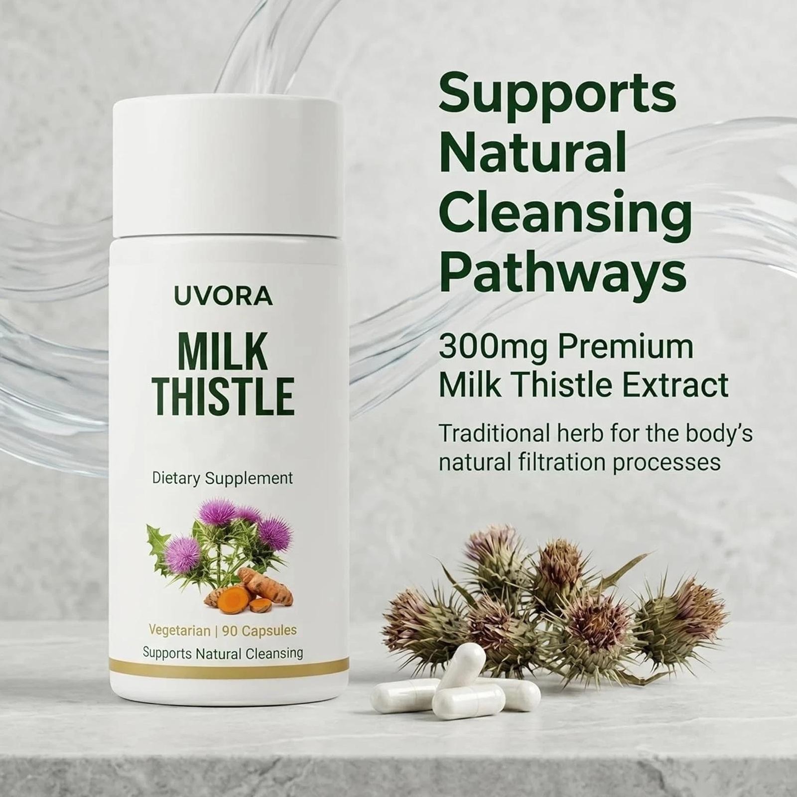 Uvora Milk Thistle Detox, Premium Herbal Supplement With Milk Thistle