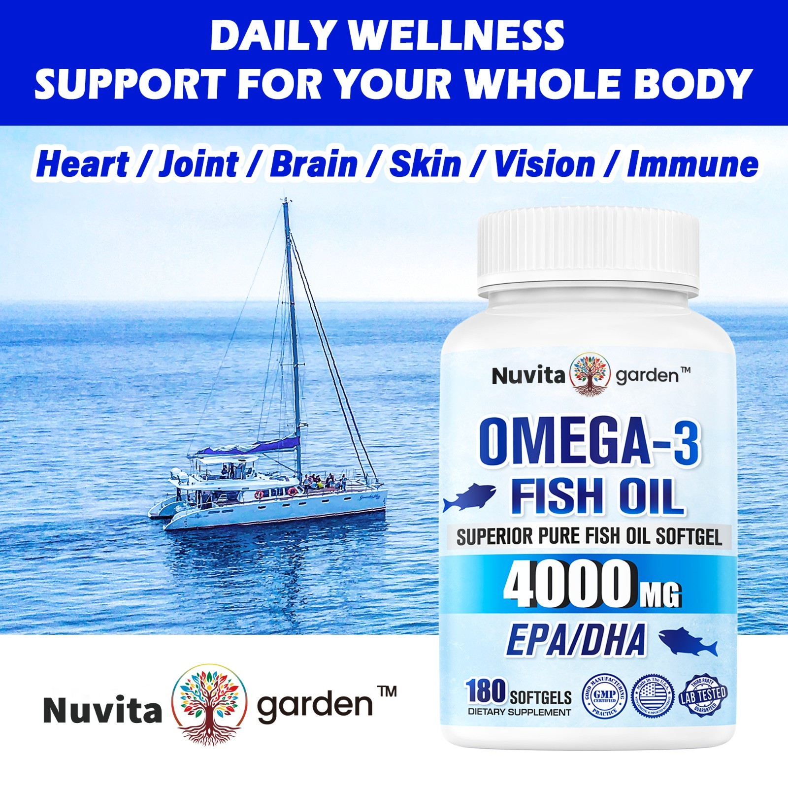 Wild Alaskan Fish Oil 3000mg per Capsule with 2520mg EPA & DHA，120 Softgels