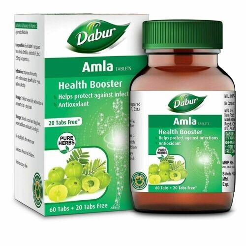 DABUR Amla Natural Tablet Health Booster Rich in Antioxidants (60Tabs)