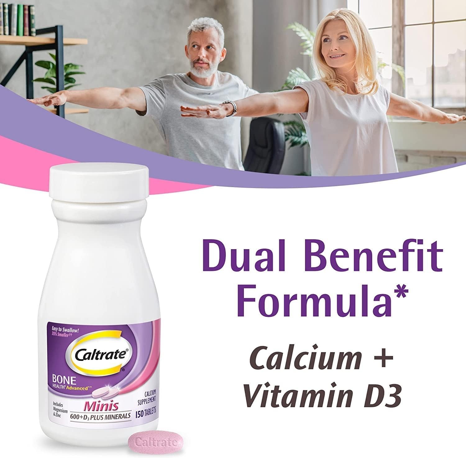 Pack of 2 Fruity Calcium Supplements – 150ct Mini Tablets for Bone Strength