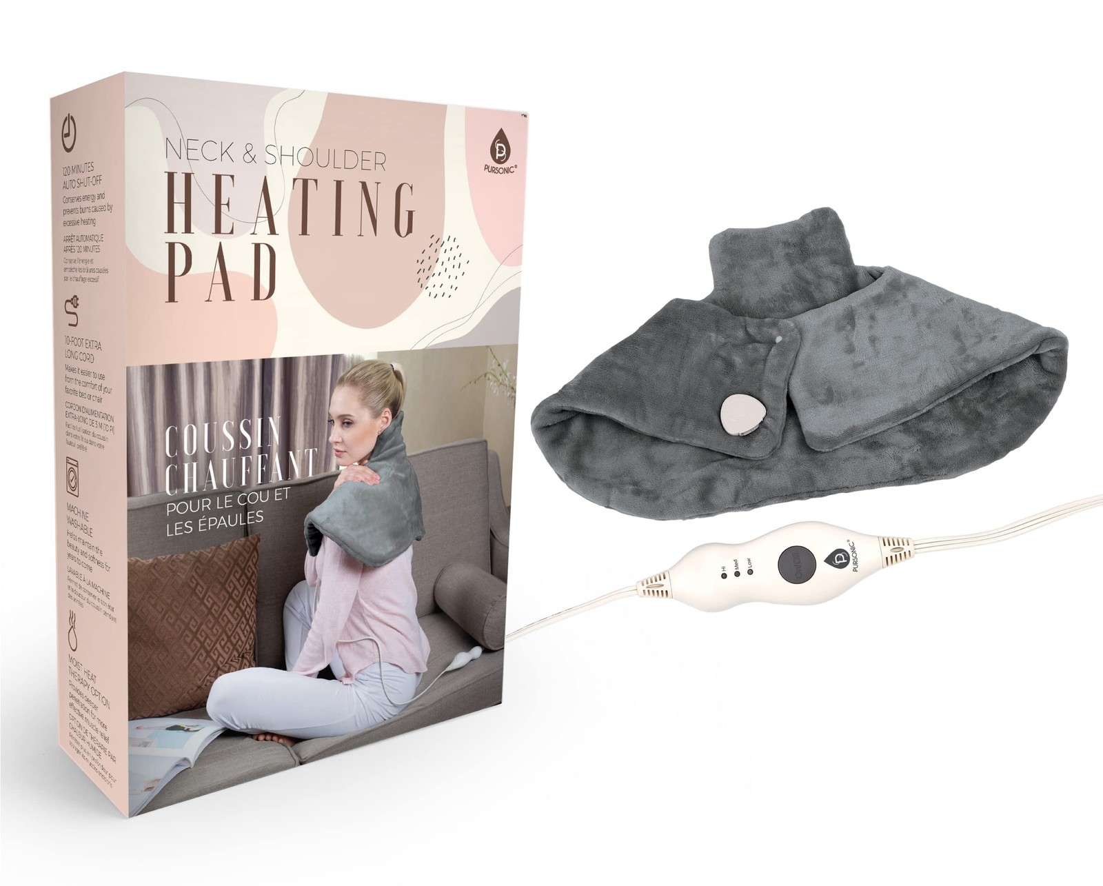 Pursonic Electric Neck & Shoulder Heating Pad, Heat Therapy for Muscle Pain, …