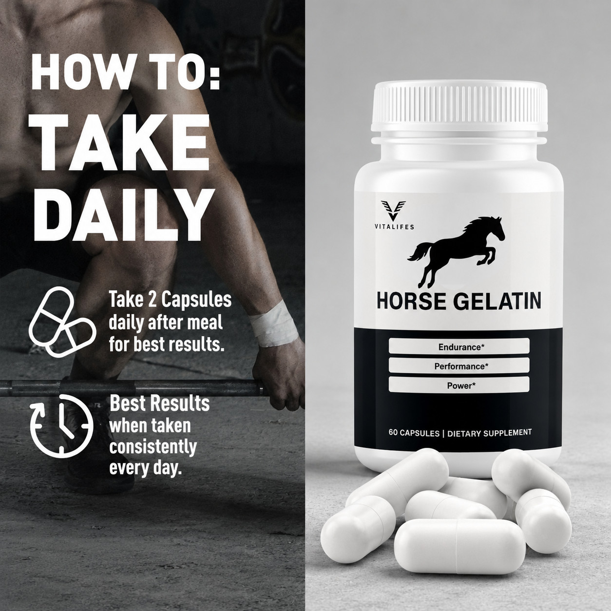 (5 Pack) Horse Gelatin Advanced Male Support Supplement HorseGelatin 300 Capsule