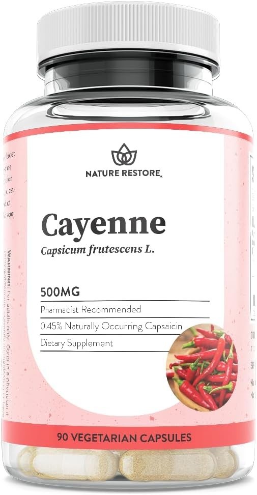Cayenne Pepper Supplement – 70,000 Scoville Heat Units, 90 Capsules for Energy