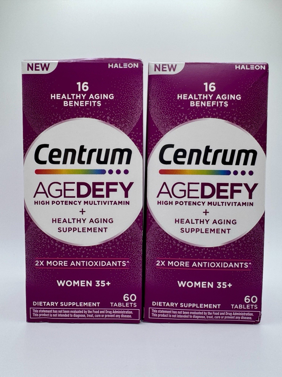 Lot of 2 Centrum Age Defy Womens High Potency Multivitamin Caplets – 60ct Each
