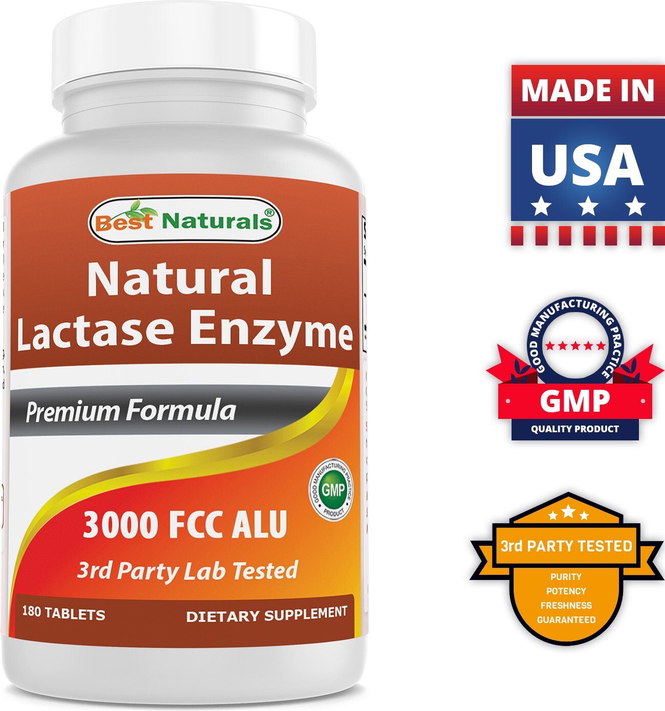 Fast Acting Lactase Enzyme Tablet, 3000 Fcc Alu, 180 Count