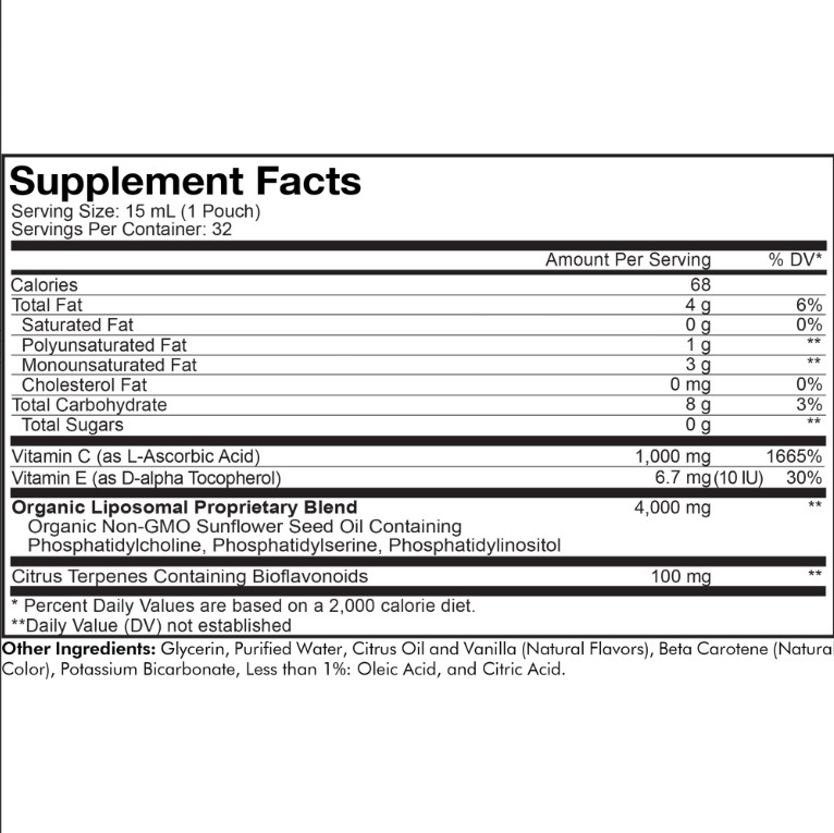 Nanofood, Liposomal Vitamin C, Citrus Vanilla, 32 Pouches, 0.5 fl oz (15 ml)-New