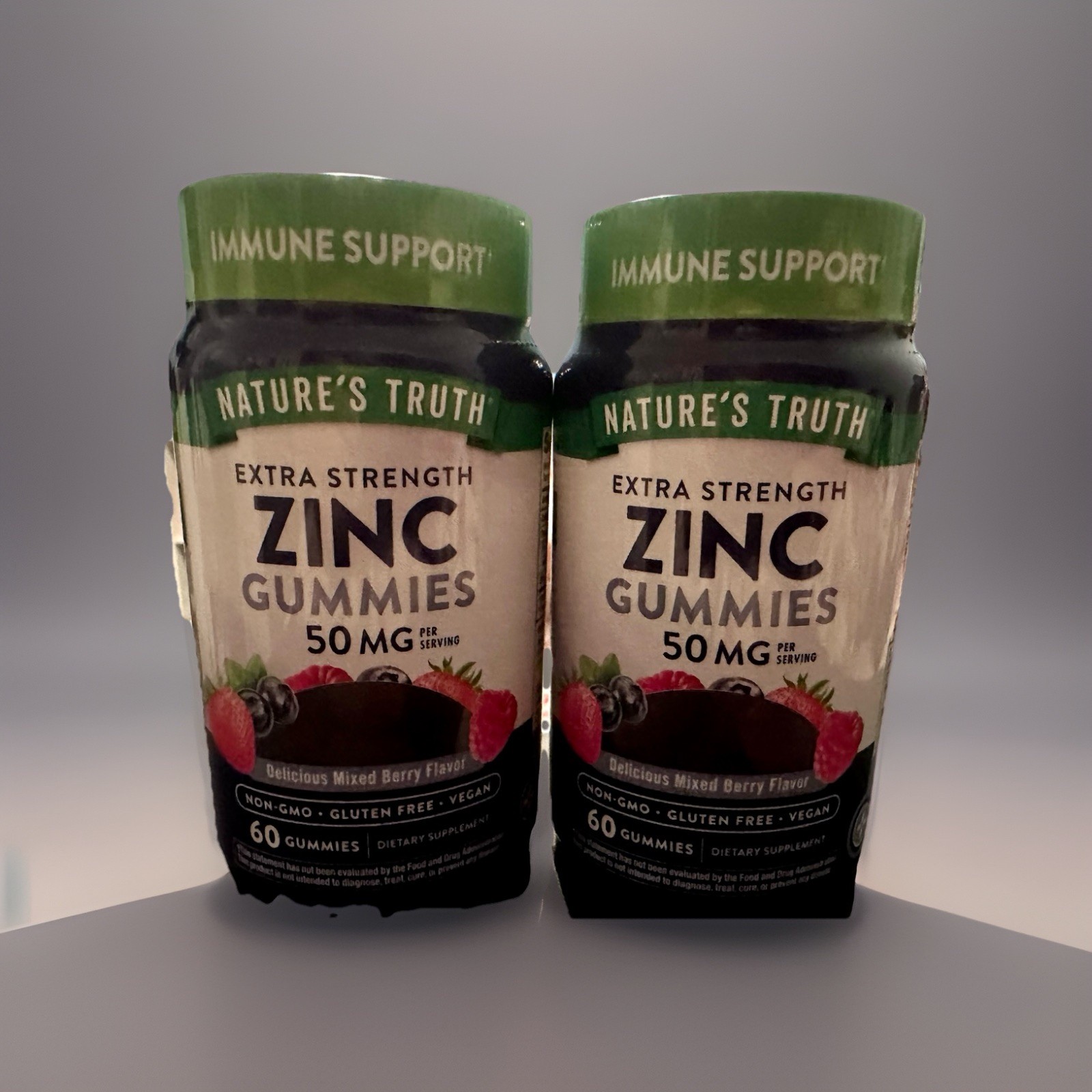 (Pack Of 2)Nature’s Truth Zinc Gummies/50mg/60count Each/Mixed Berries/Exp 06/27