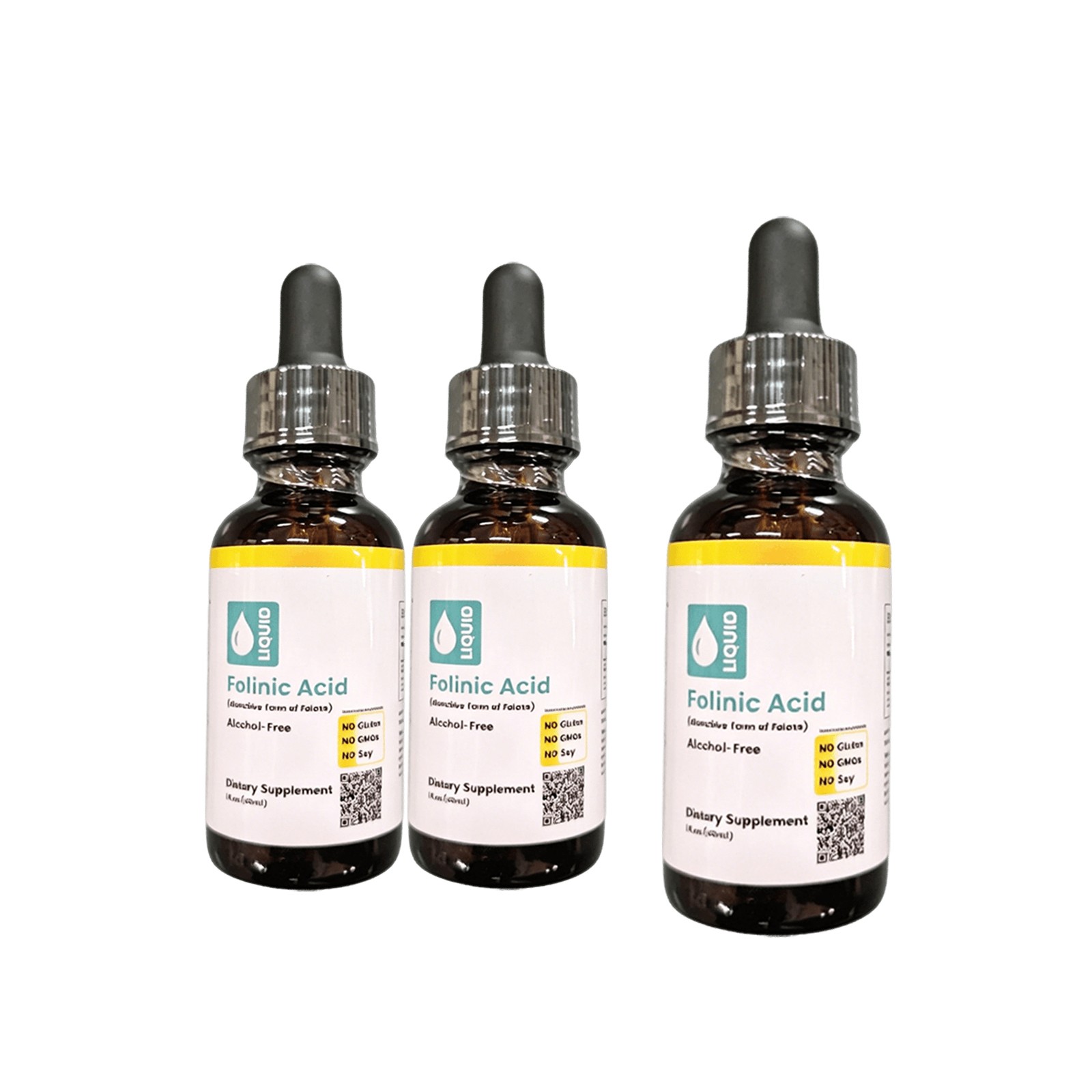 BUY 2 GET 1 FREE Nutrition Folinic Acid Alcohol 1oz/30ml- Pack 3