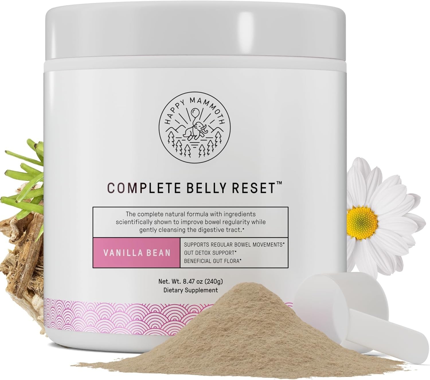 Happy Mammoth Complete Belly Reset Digestive Health Supplement Powder – Vanilla