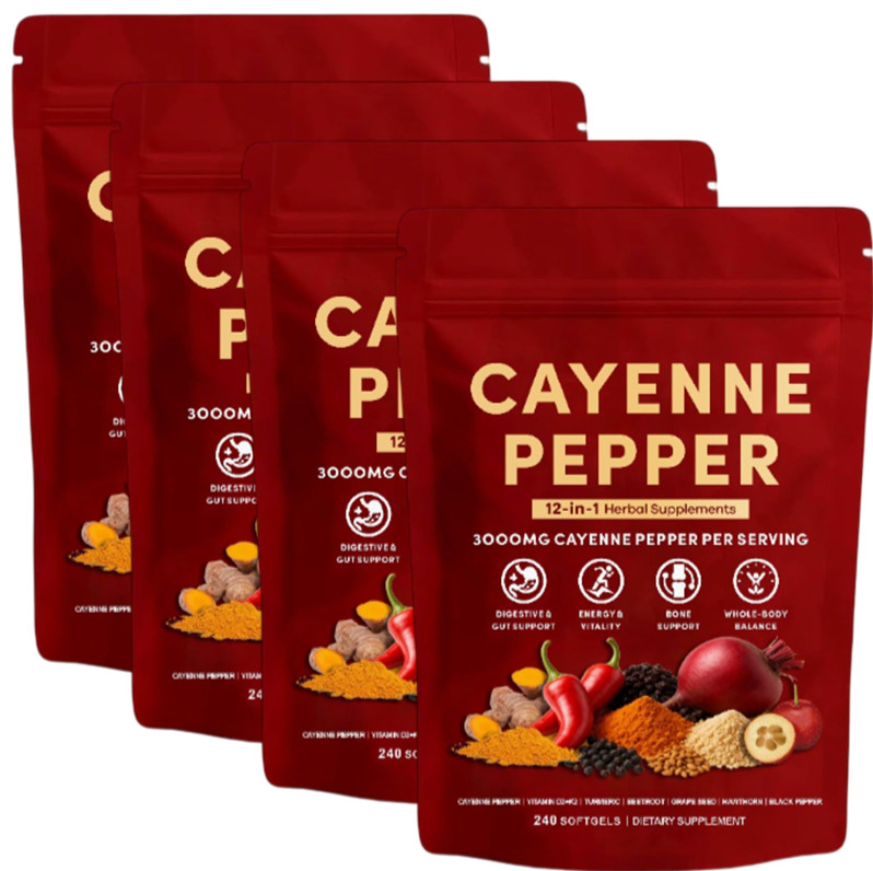 Capsaicin Cayenne Pepper Supplement 240 Count with Beetroot Grape Seed D3 K2