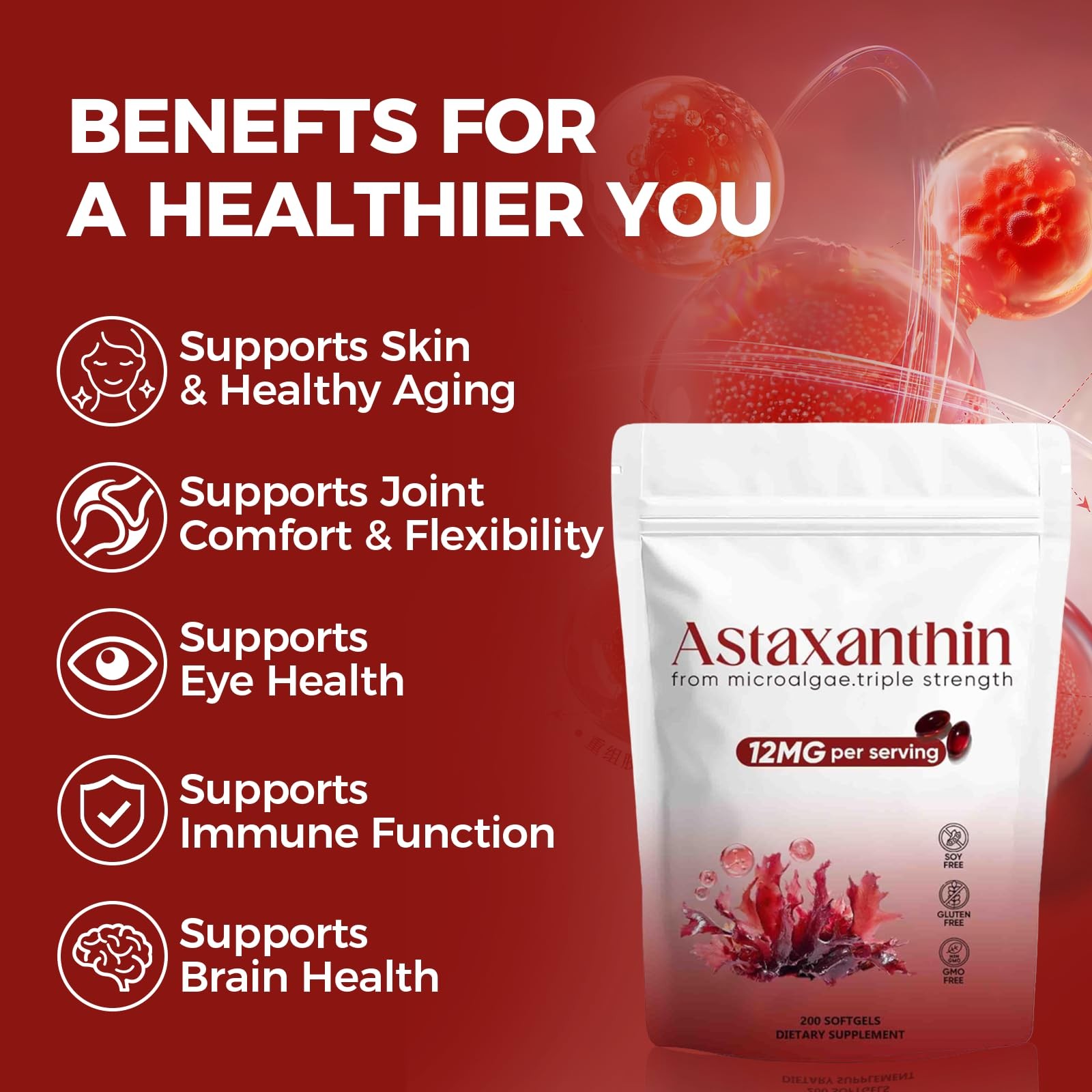 Regpem Astaxanthin 12mg, Revella Astaxanthin Antioxidant Supplements for Immu…