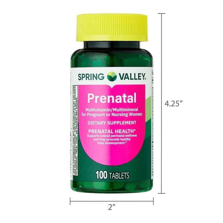 Spring Valley Prenatal Multivitamin Tablets Pregnant Nursing Women 100 Count