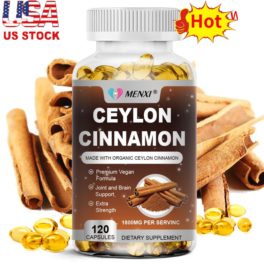 120 Ceylon Cinnamon Capsules 1800mg | Heart Health & Blood Sugar Support Non-GMO