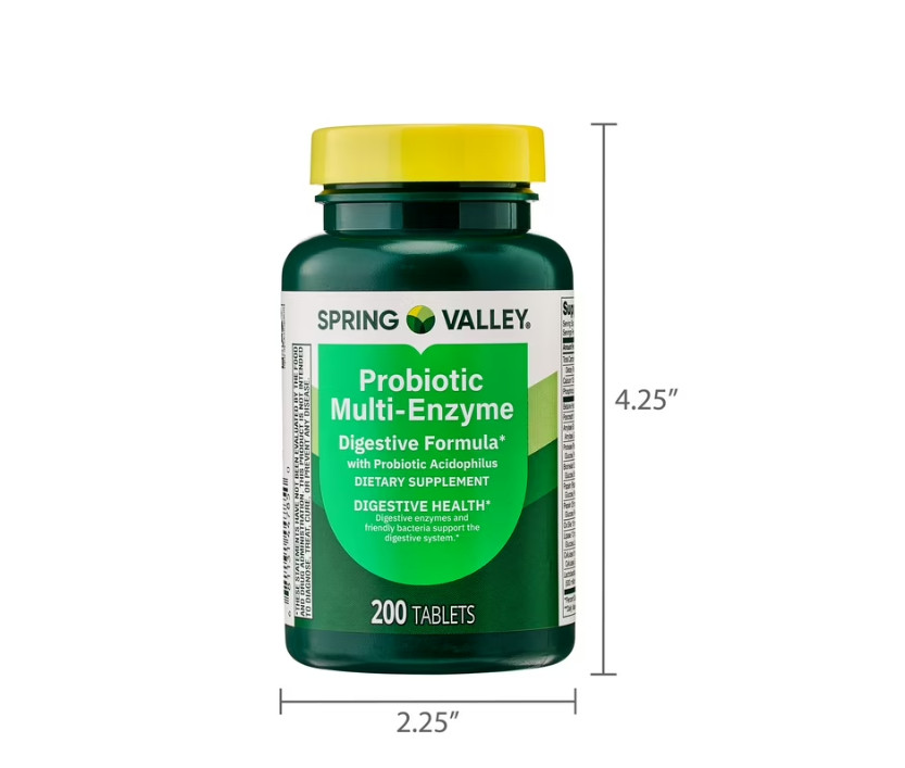 Spring Valley Probiotic Multi-Enzyme Digestive Formula Tablets 200 Count TikTok