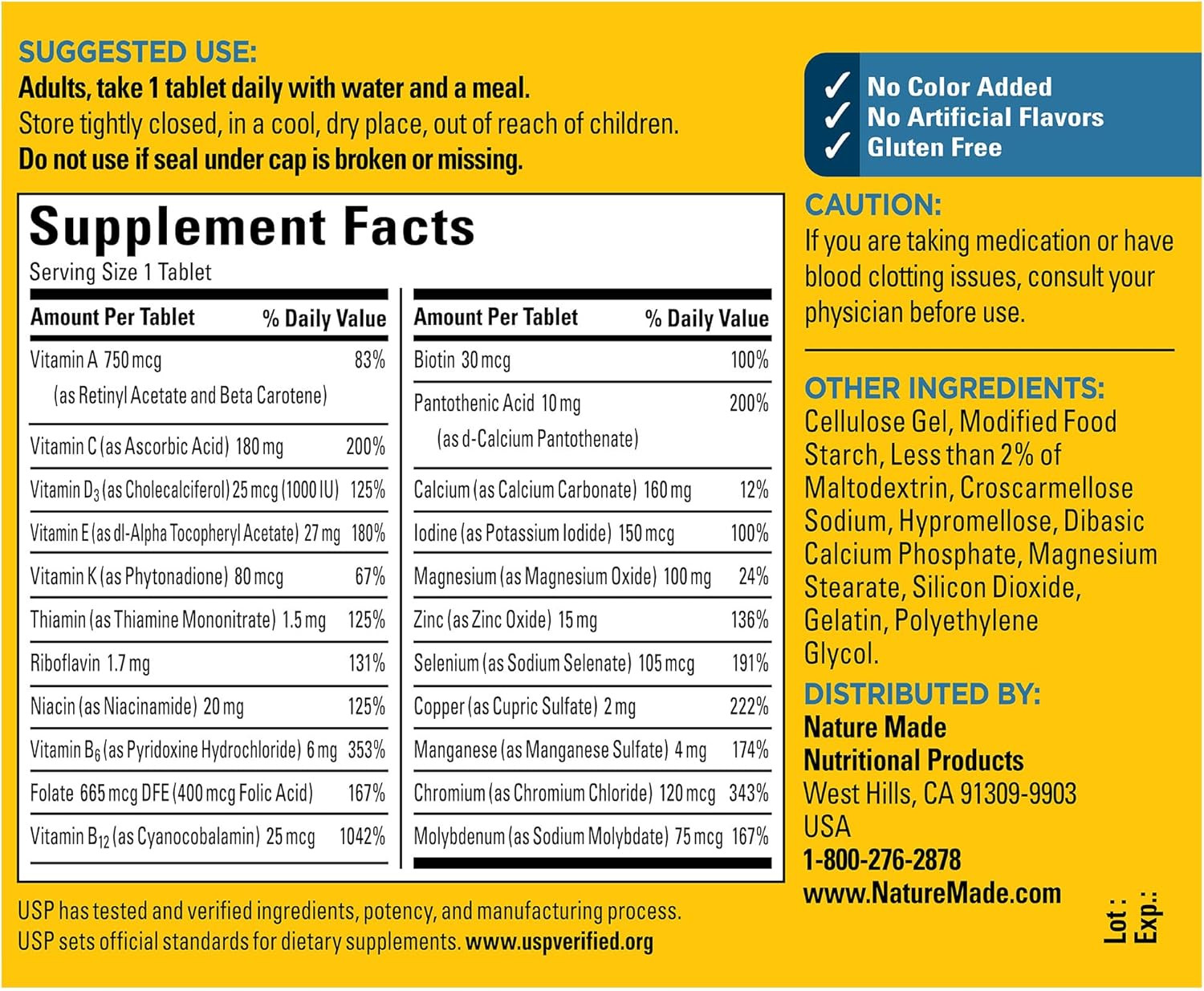 Nature Made Multivitamin for Him 50+, Mens Multivitamins for Daily Nutritional S
