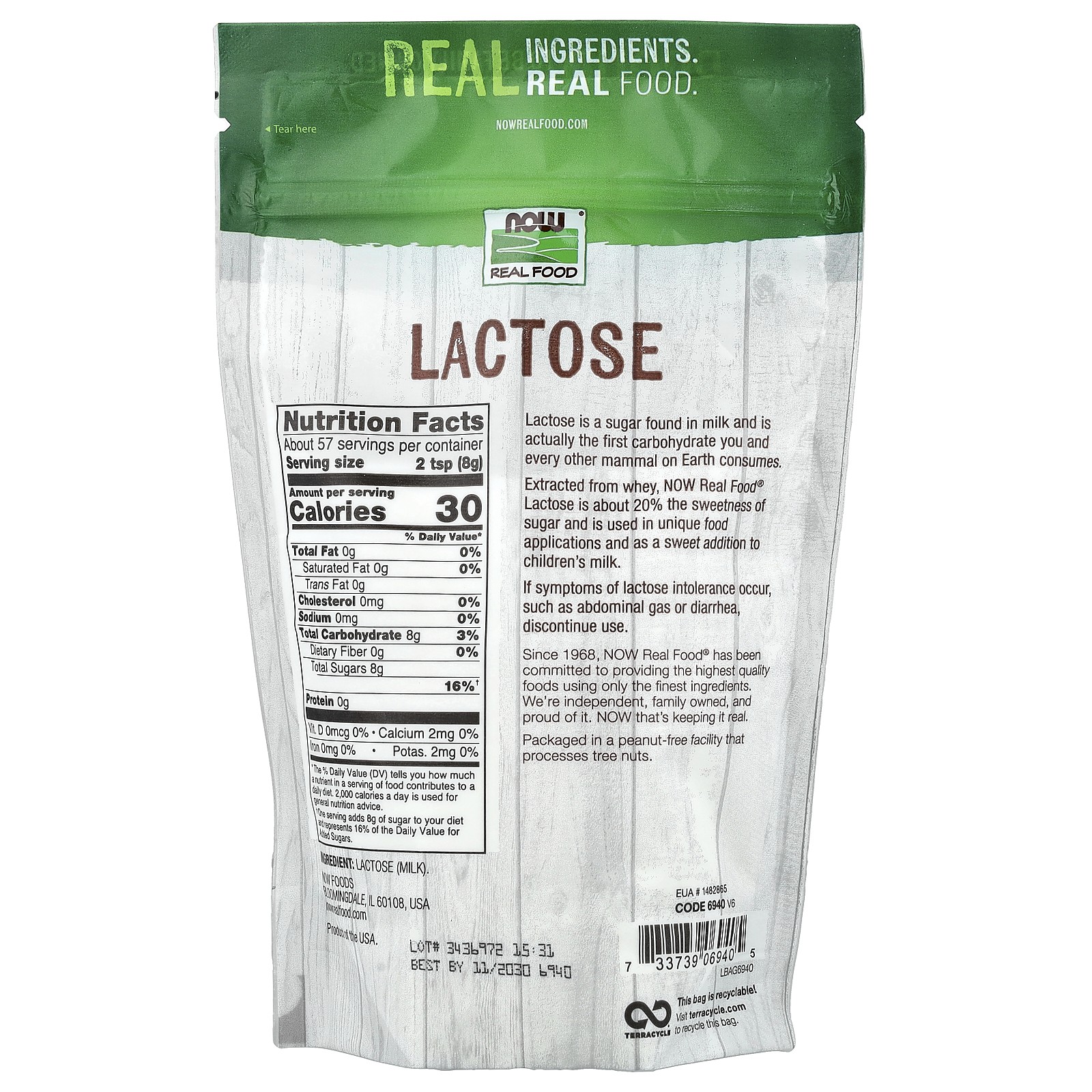 Real Food, Lactose, Specialty Sweetener, 1 lb (454 g)