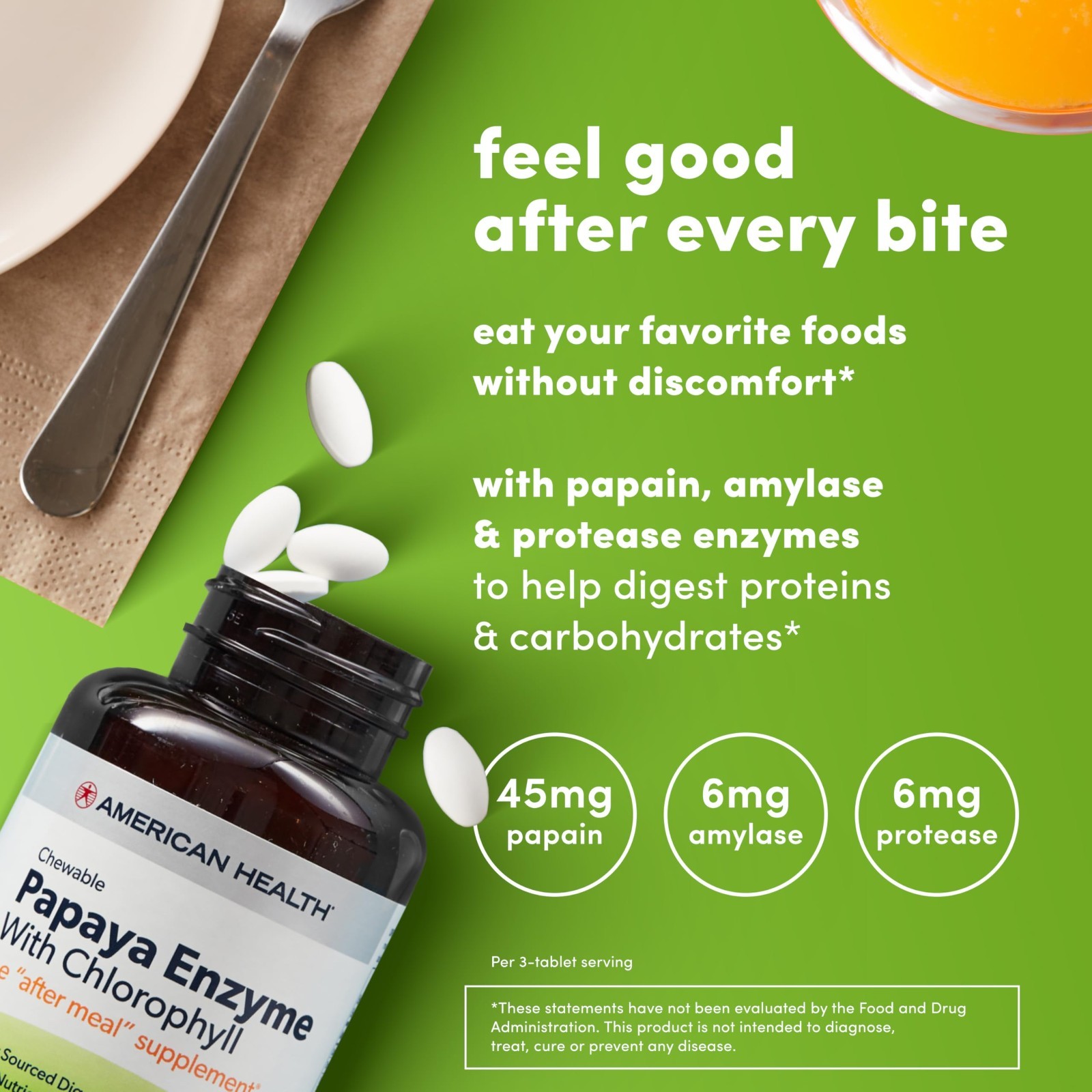 Papaya Enzyme Chewable Tablets – Supports Digestion, Nutrient Absorption, Freshe