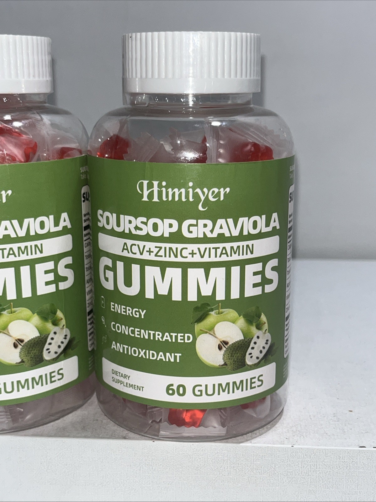 2 Sealed Soursop Graviola Gummies, Energy, Concentration, Antioxidant, 60 Each