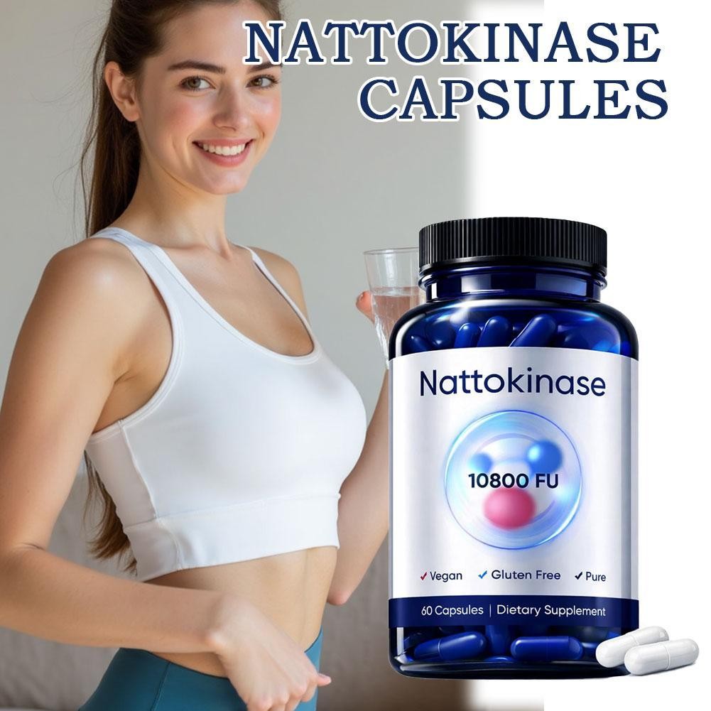 «Nattokinase 10800 FU Supplement, Pack, 60 Capsules, 2 Fast-Acting Support»