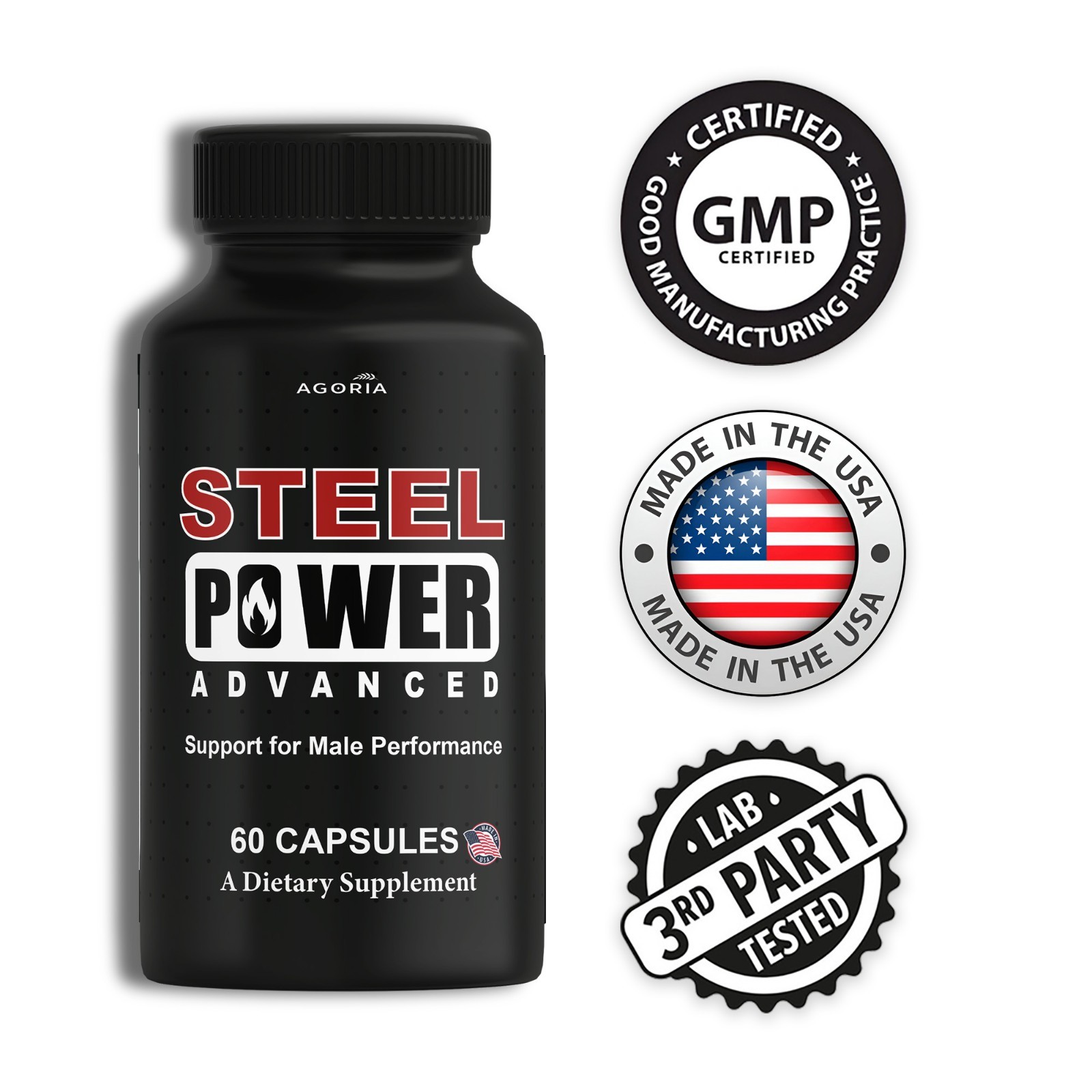 (5 Pack) Steel Power Pills for Men Performance , SteelPower Supplement Capsules