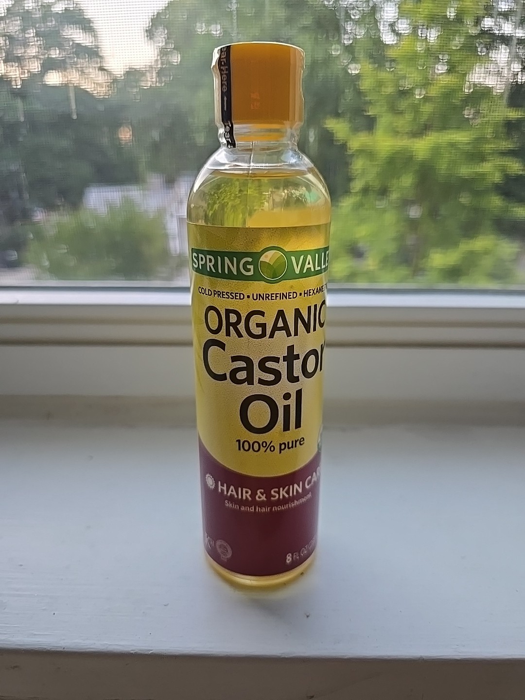Spring Valley Cold-Pressed Castor Oil Organic for Hair & Skin 8 fl oz
