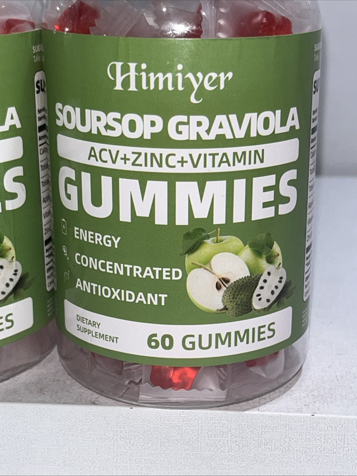 2 Sealed Soursop Graviola Gummies, Energy, Concentration, Antioxidant, 60 Each