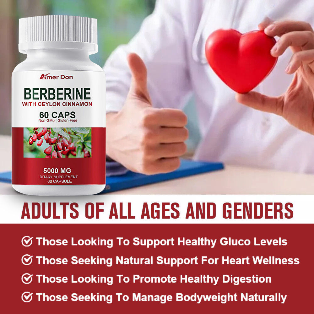 Berberine HCl 1200mg – 2 Bottles High Potency Berberine – Blood Sugar Support