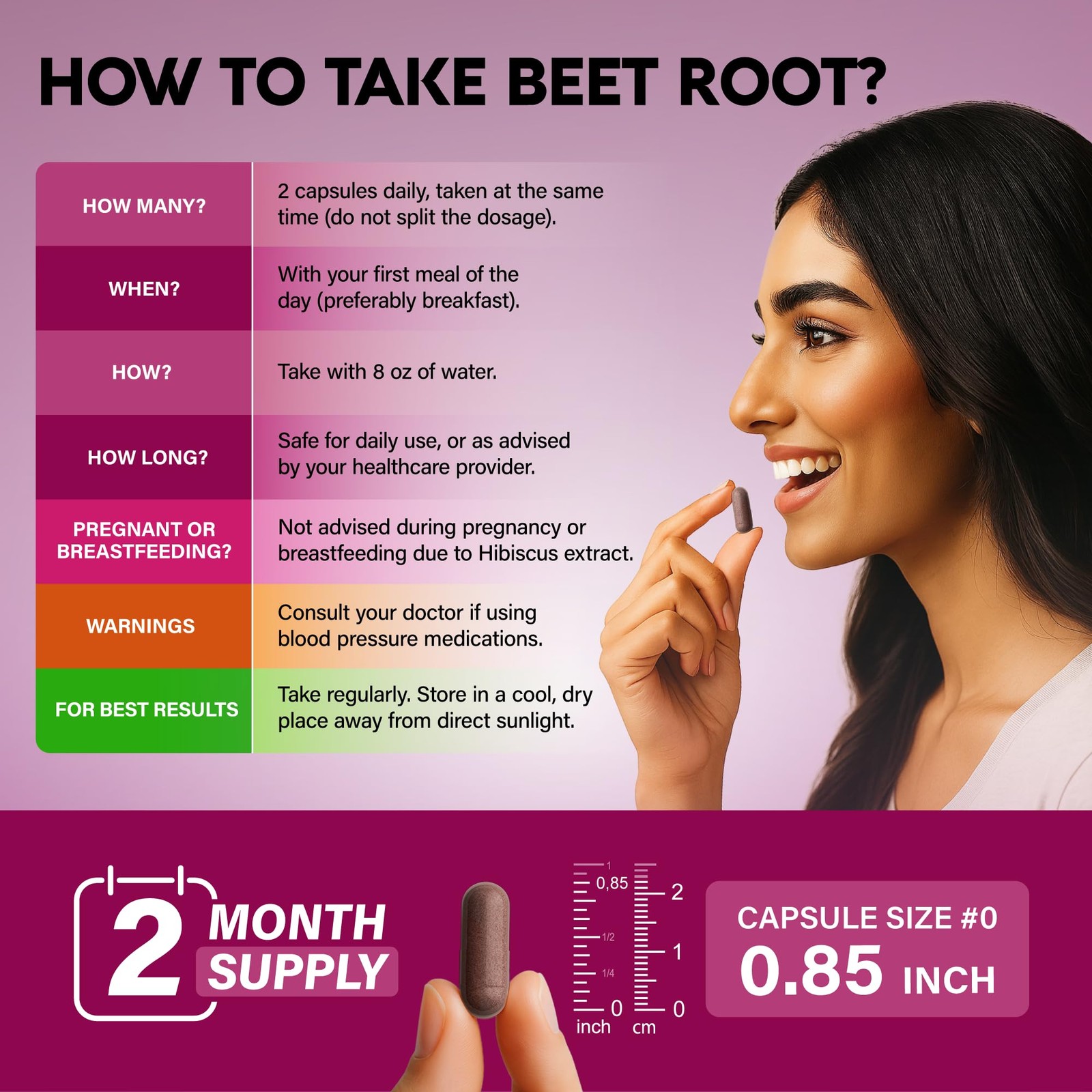 Beet Root Capsules – Healthy Blood Pressure Support 120 Count (Pack of 1)