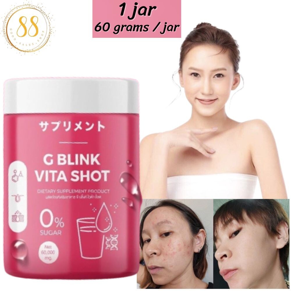 G Blink Vita Shot, fruit flavored collagen powder, 1 jar 60 grams, sugar 0%.
