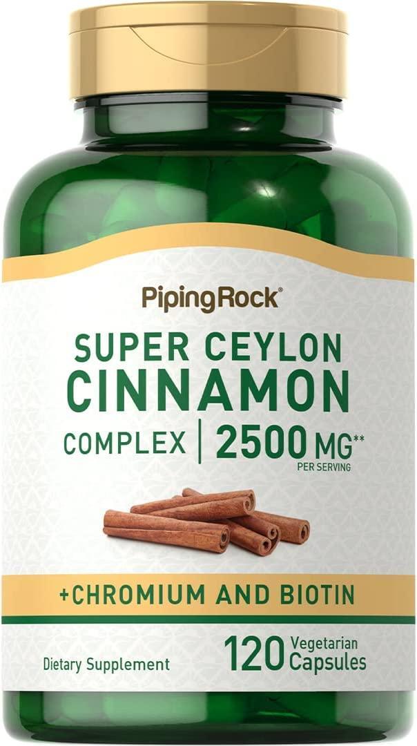 Ceylon Cinnamon 2500 Mg Plus Chromium Biotin Metabolism Heart Support, 120 Caps