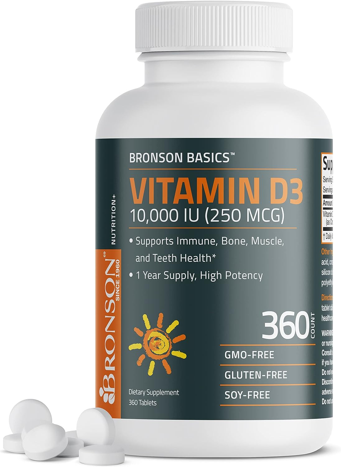Vitamin D3 10,000 IU (250 MCG) 1 Year Supply for Healthy Muscle Function and Imm