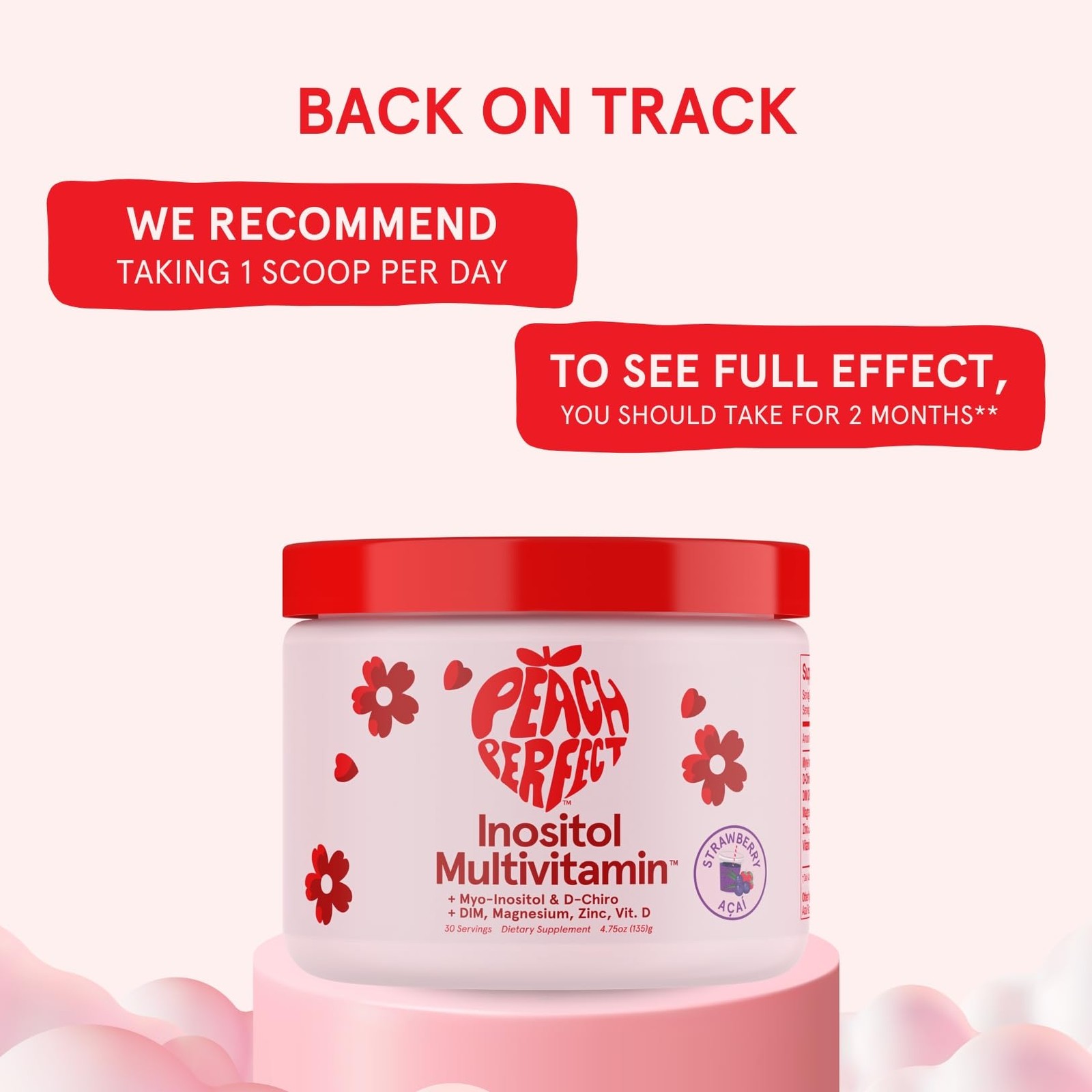 Inositol Powder Multivitamin, Strawberry Acai Flavor – 4g Myo & D-Chiro Inosi…