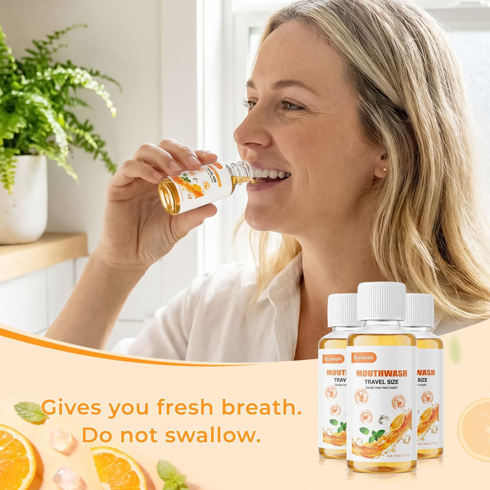 Travel Mouthwash Bulk Mini 1.2 Fl Oz (Pack of 10), Orange