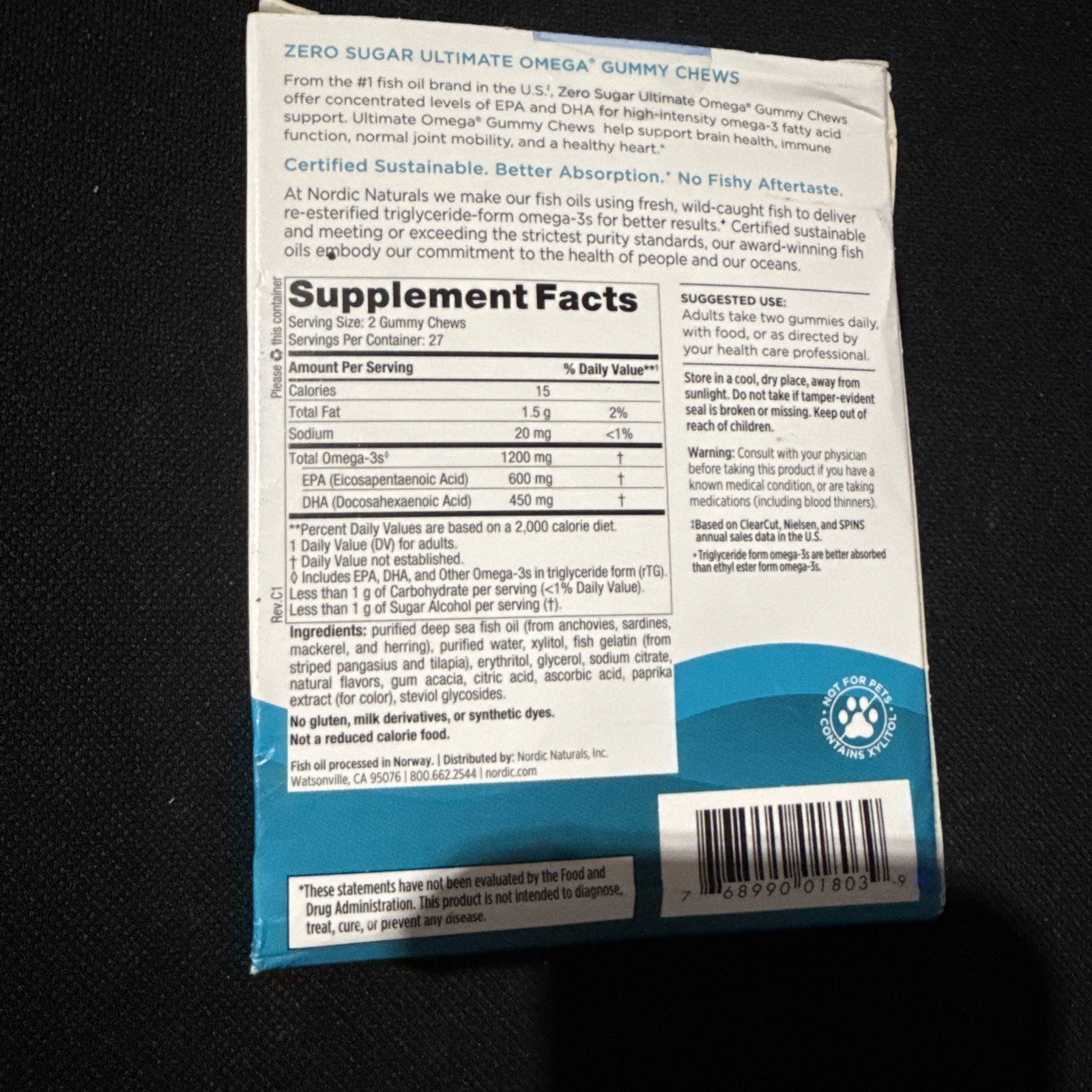 Nordic Naturals Zero Sugar Ultimate Omega Gummy Chews, 54 ct EXP: 11/2027+