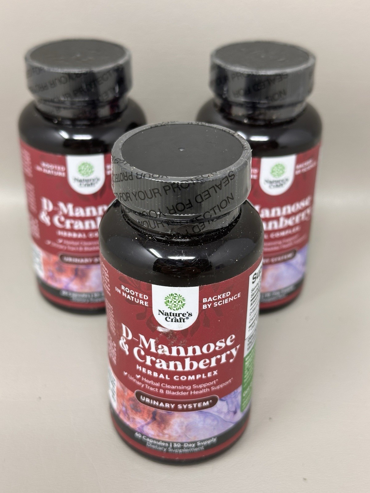 Nature’s Craft D-Mannose Cranberry Herbal Complex Urinary 60 capsules 3 Btl 5/28