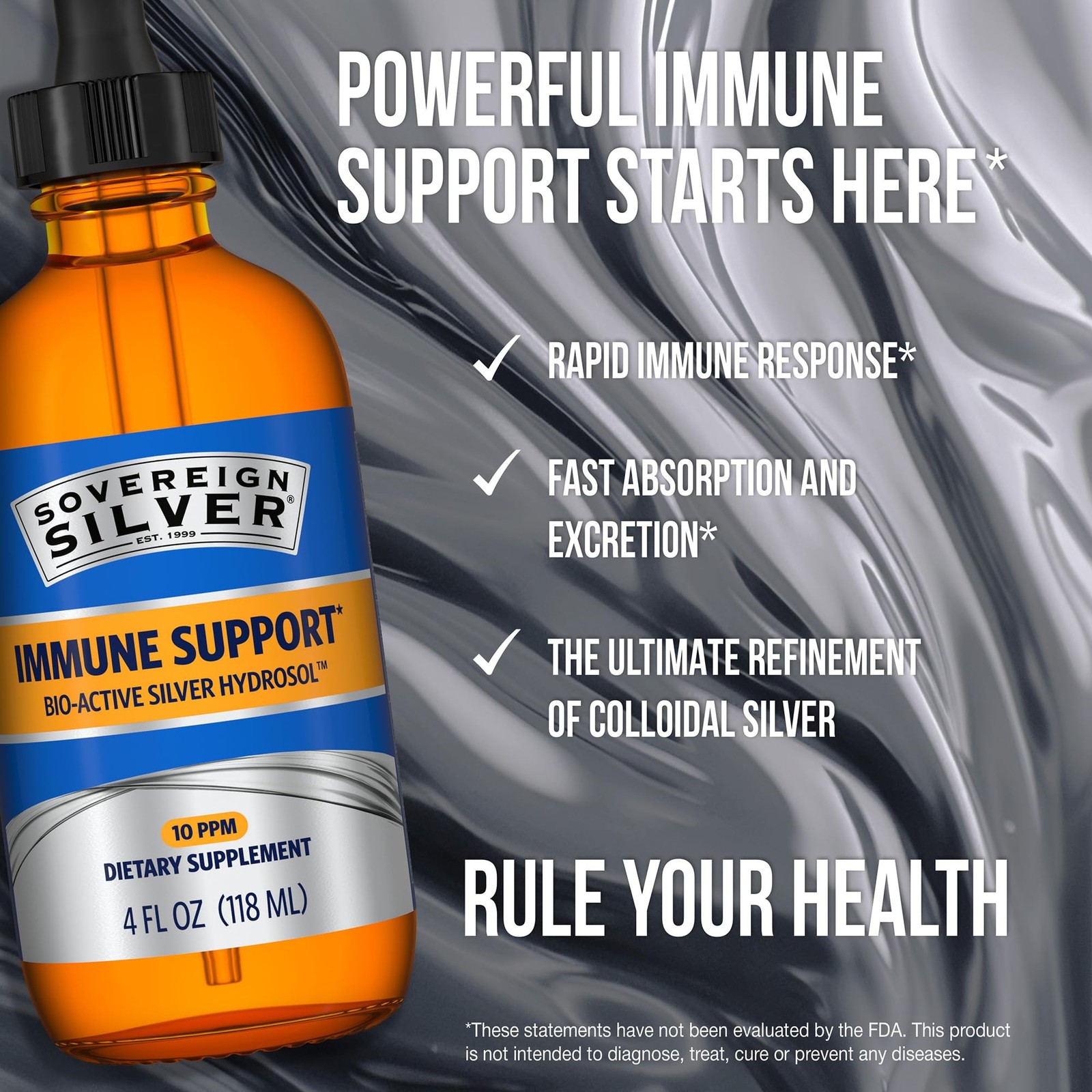Sovereign Silver Immune Support, Colloidal Silver, 4 fl oz (118 mL) | Bio-Act…