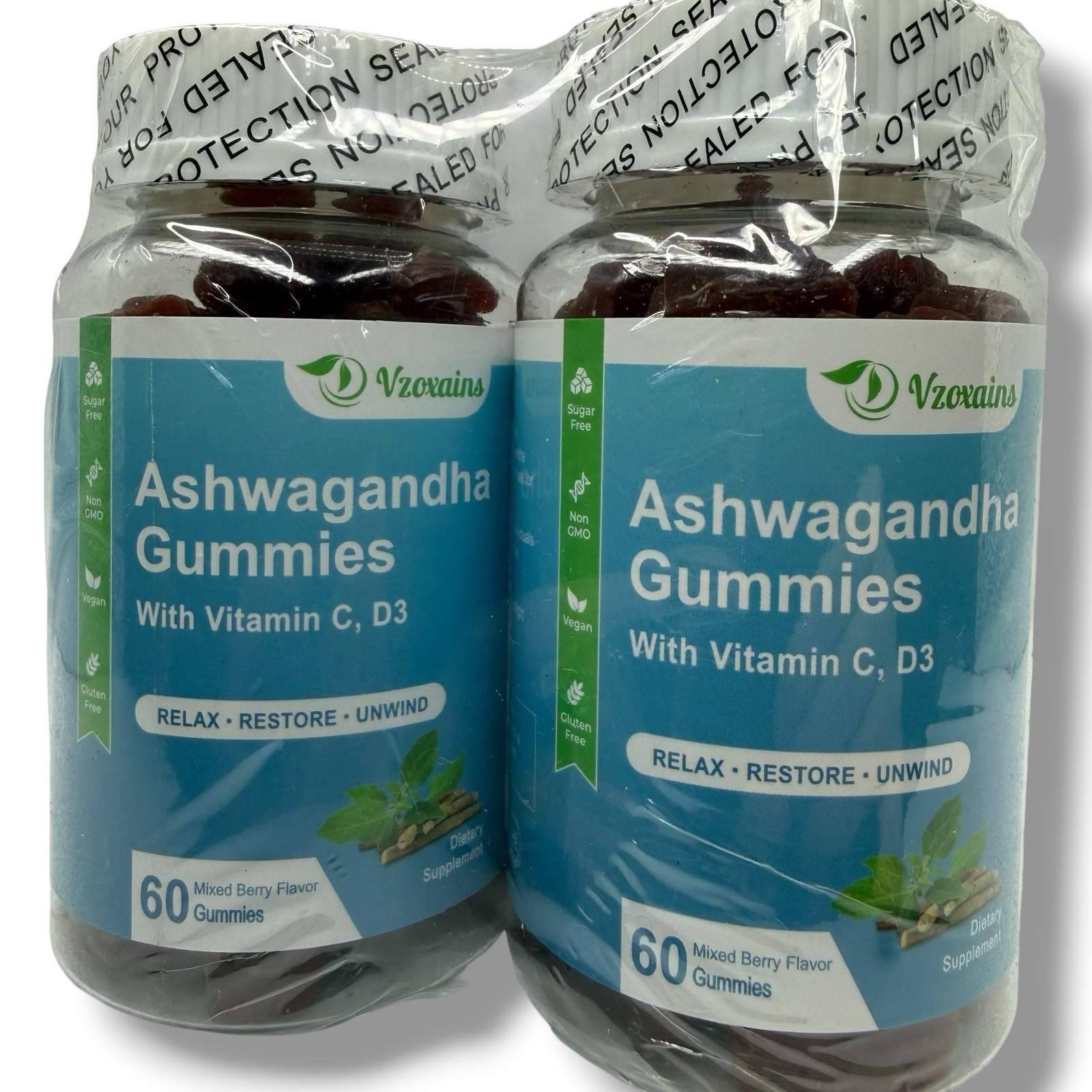 Ashwagandha Gummies 2 Pack 1000mg Sugar Free Vegan Organic 120ct EXP: 12/26